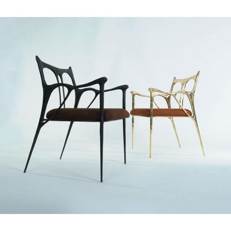 Ink Dining Chair – Sculptural Brass Base with Red Upholstered Seat by Misaya In New Condition For Sale In Geneve, CH