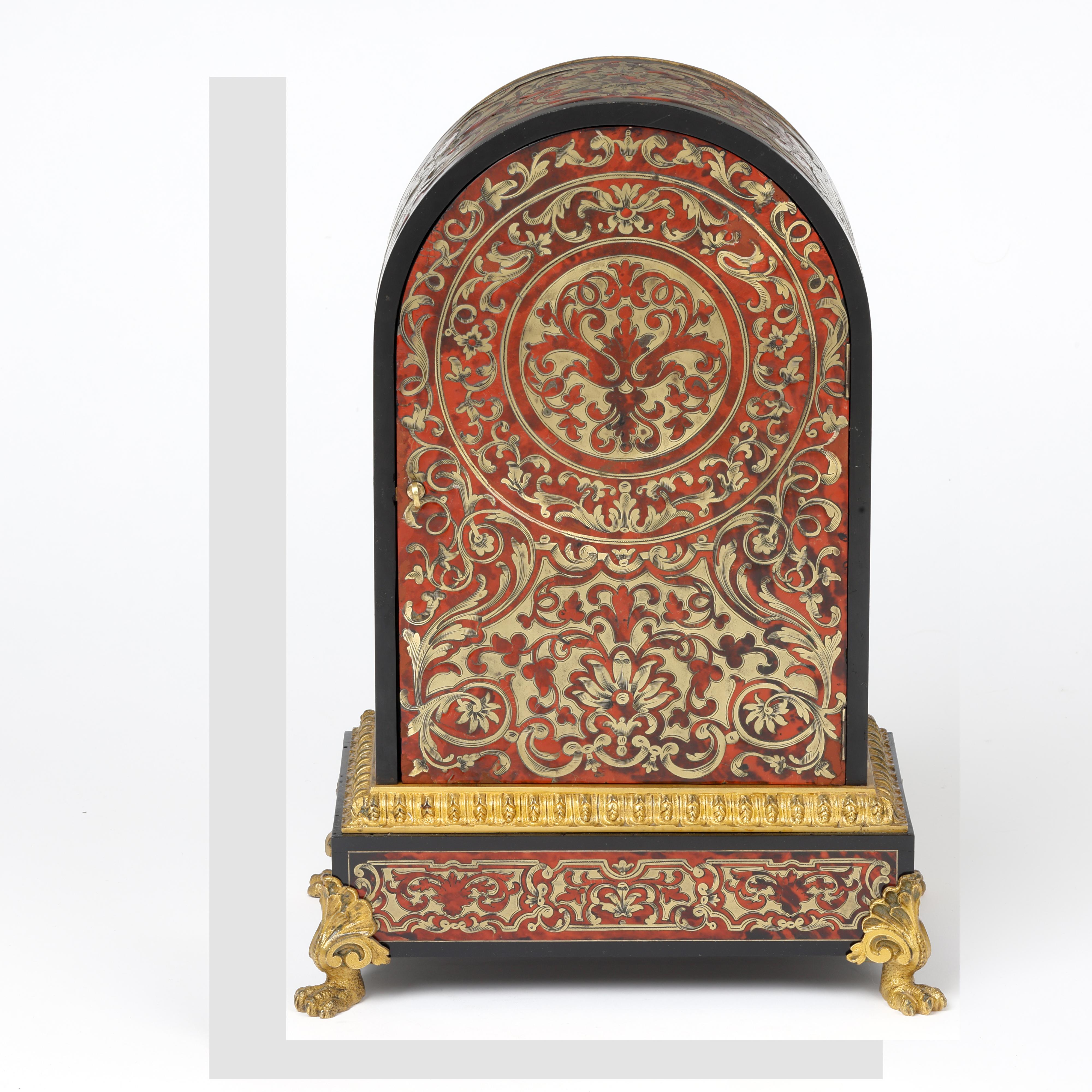 Tortoise Shell Red Tortoiseshell and Boulle Table or Mantle Clock For Sale