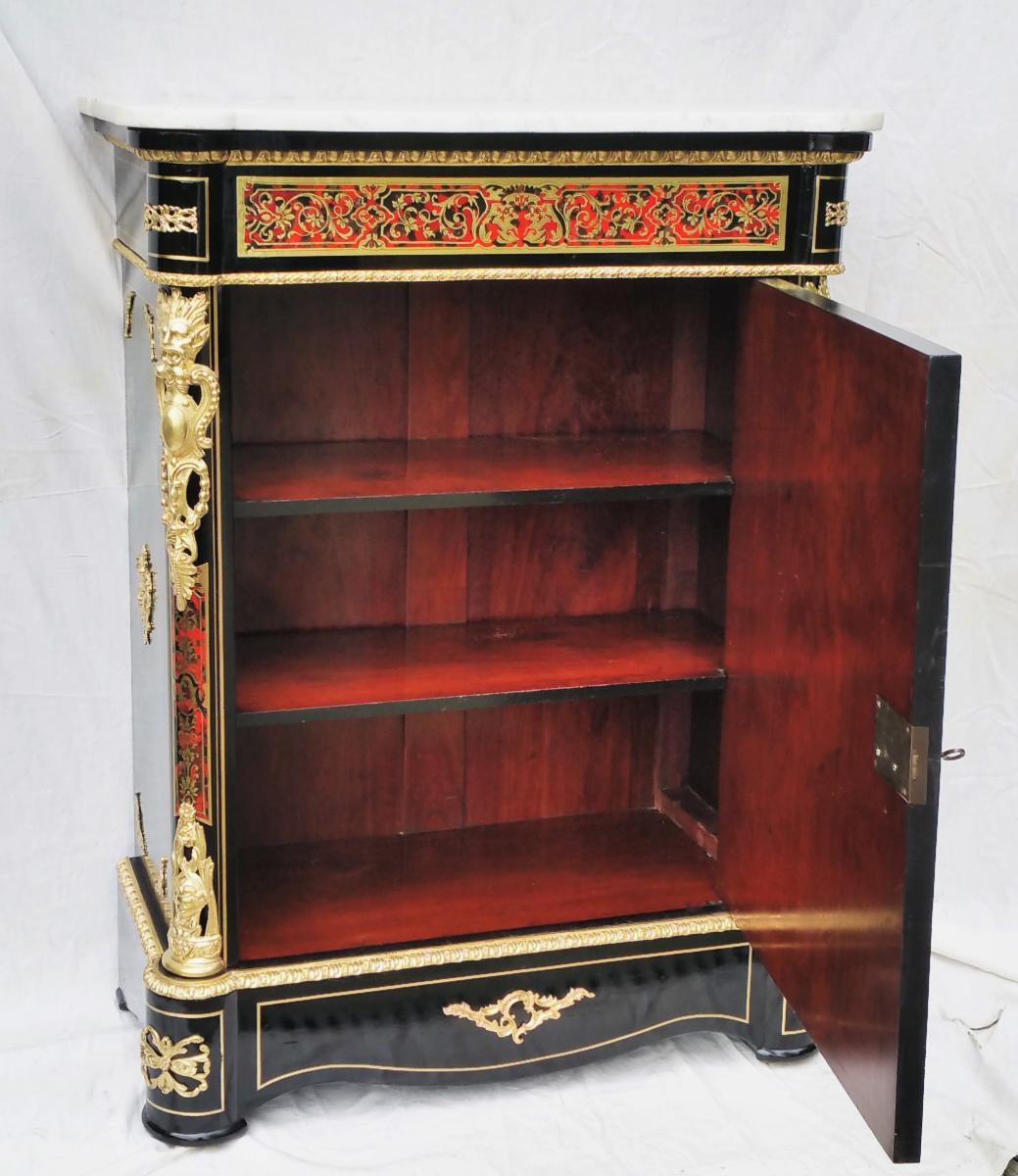 French Red Tortoiseshell Napoleon III Boulle Style Cabinet, France, 1870