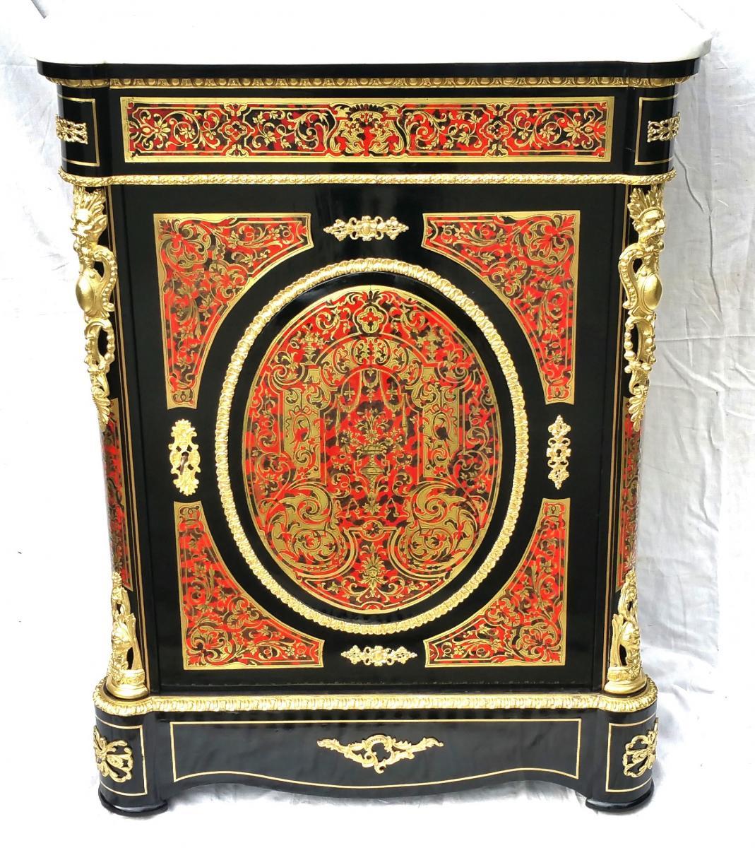 Red Tortoiseshell Napoleon III Boulle Style Cabinet, France, 1870 In Good Condition In Paris, FR
