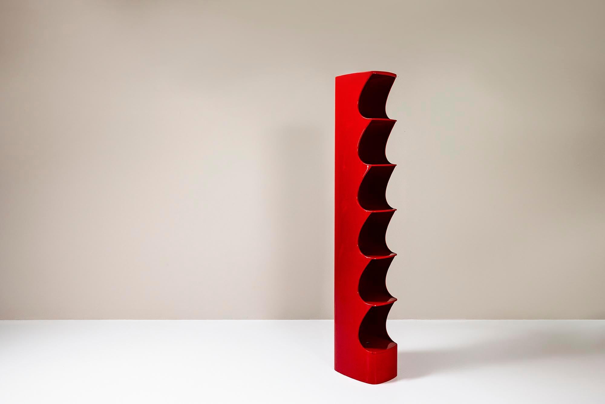 Post-Modern Red Totem Shelf by Valeric Doubroucinskis for Rodier, France 1970s