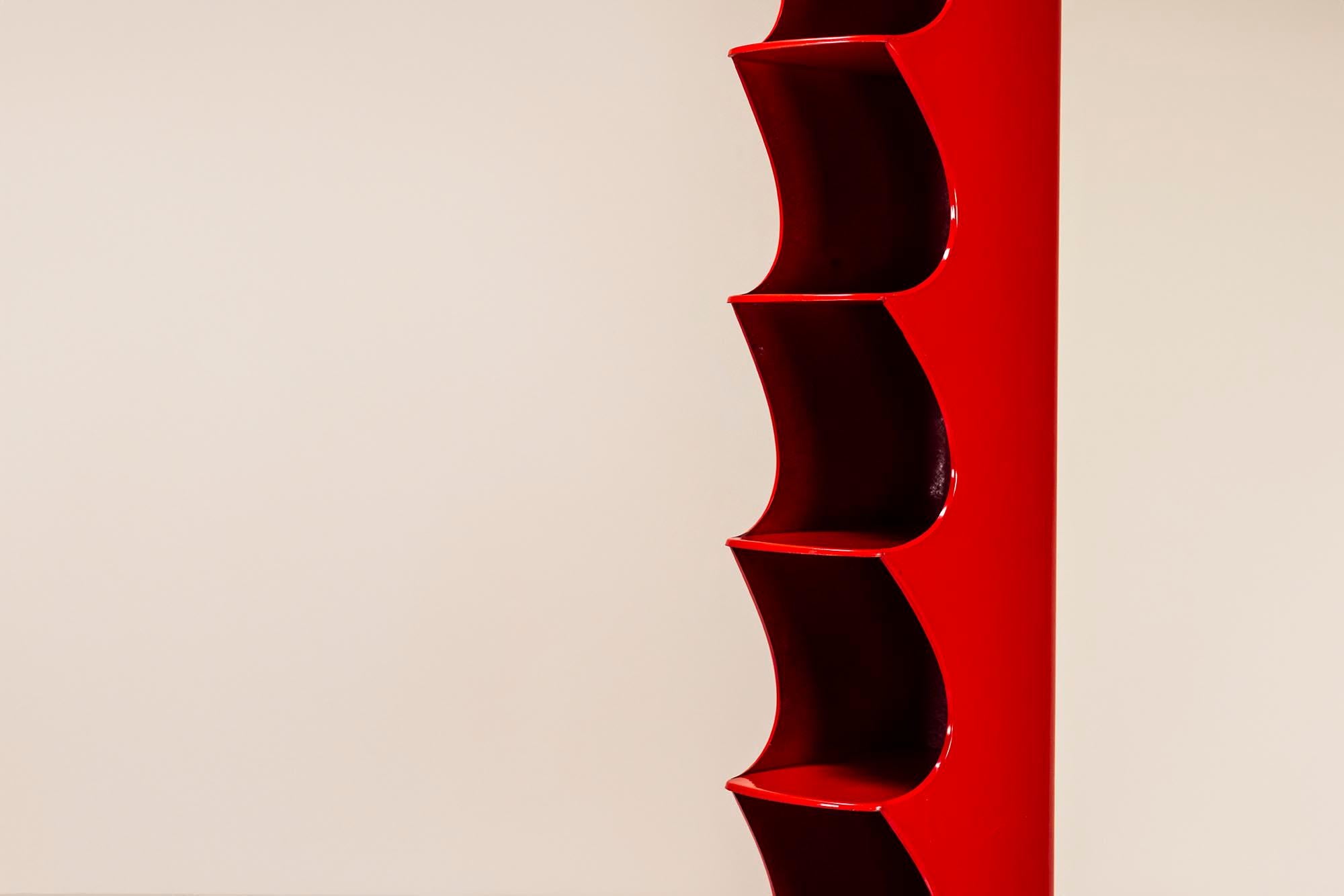 Fiberglass Red Totem Shelf by Valeric Doubroucinskis for Rodier, France 1970s