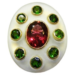 MAIKO NAGAYAMA Red Tourmaline and Hand Carved Rock Crystal Contemporary Ring