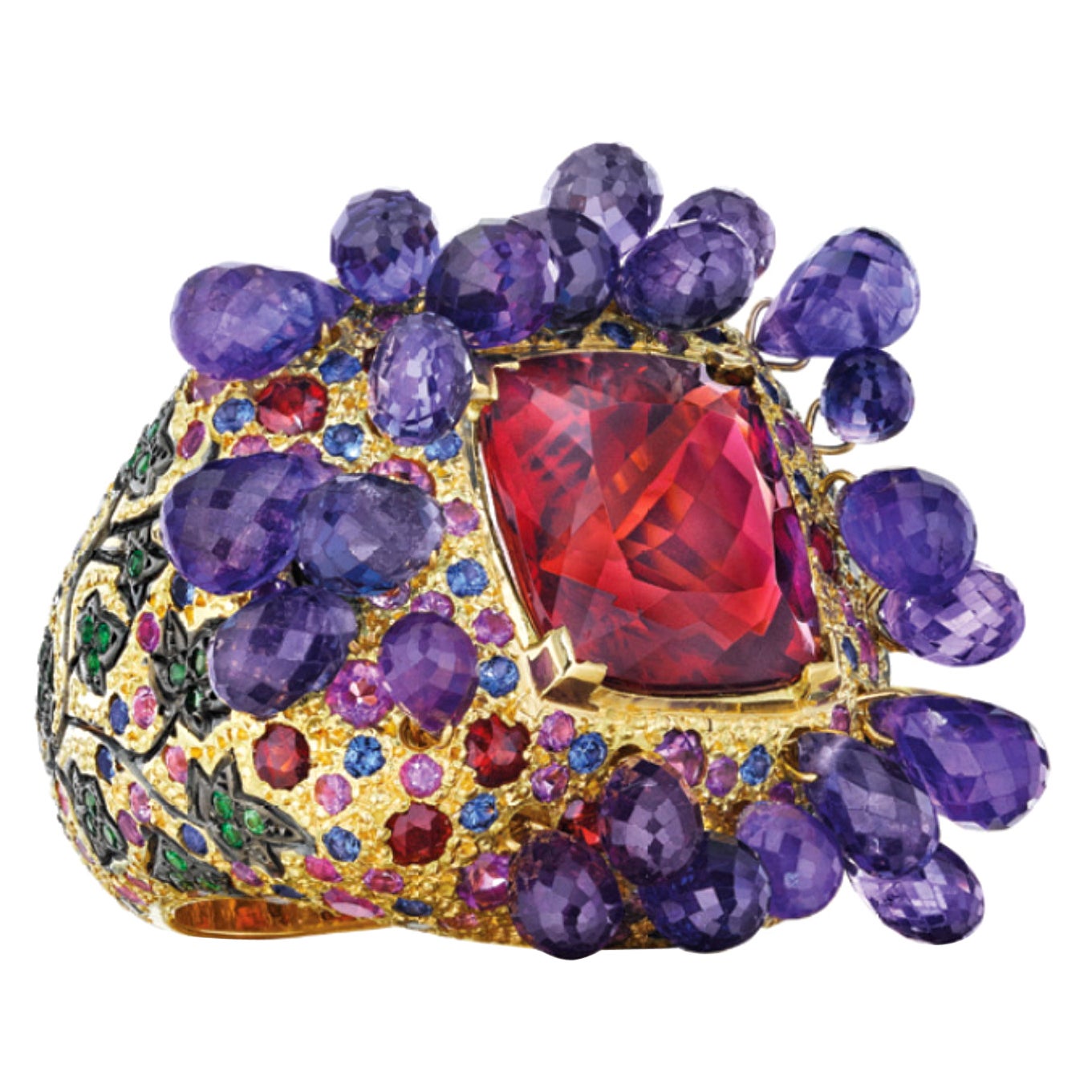 Bacchus-Ring aus der Mythology-Kollektion von MadStone mit rotem Turmalin im Angebot