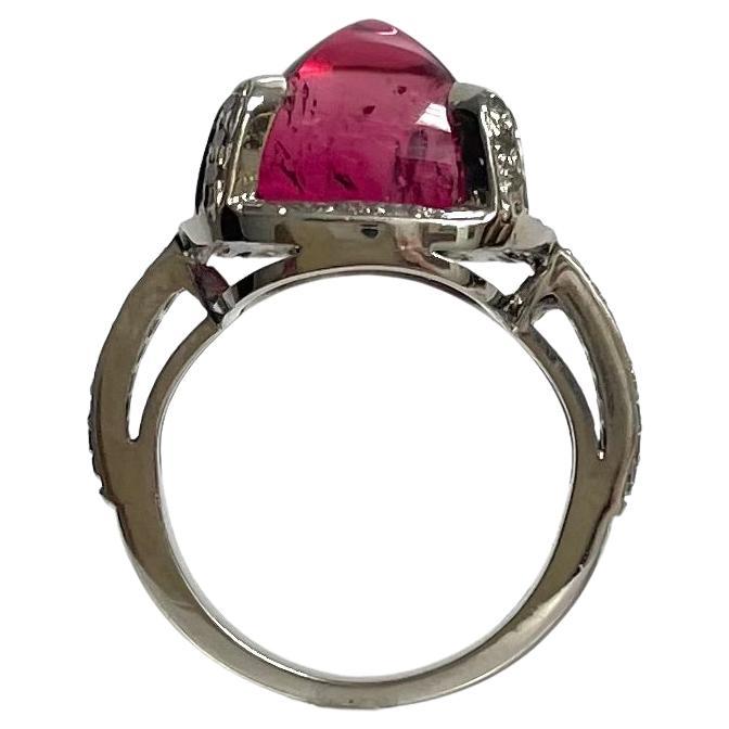 Red Tourmaline with Pave Diamonds Paradizia Ring For Sale 5