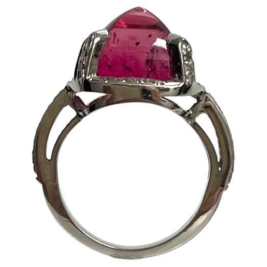 Red Tourmaline with Pave Diamonds Paradizia Ring For Sale 3