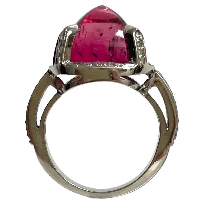 Red Tourmaline with Pave Diamonds Paradizia Ring