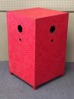 "Red Tower" Box Sculpture by Artist Andy Lakey