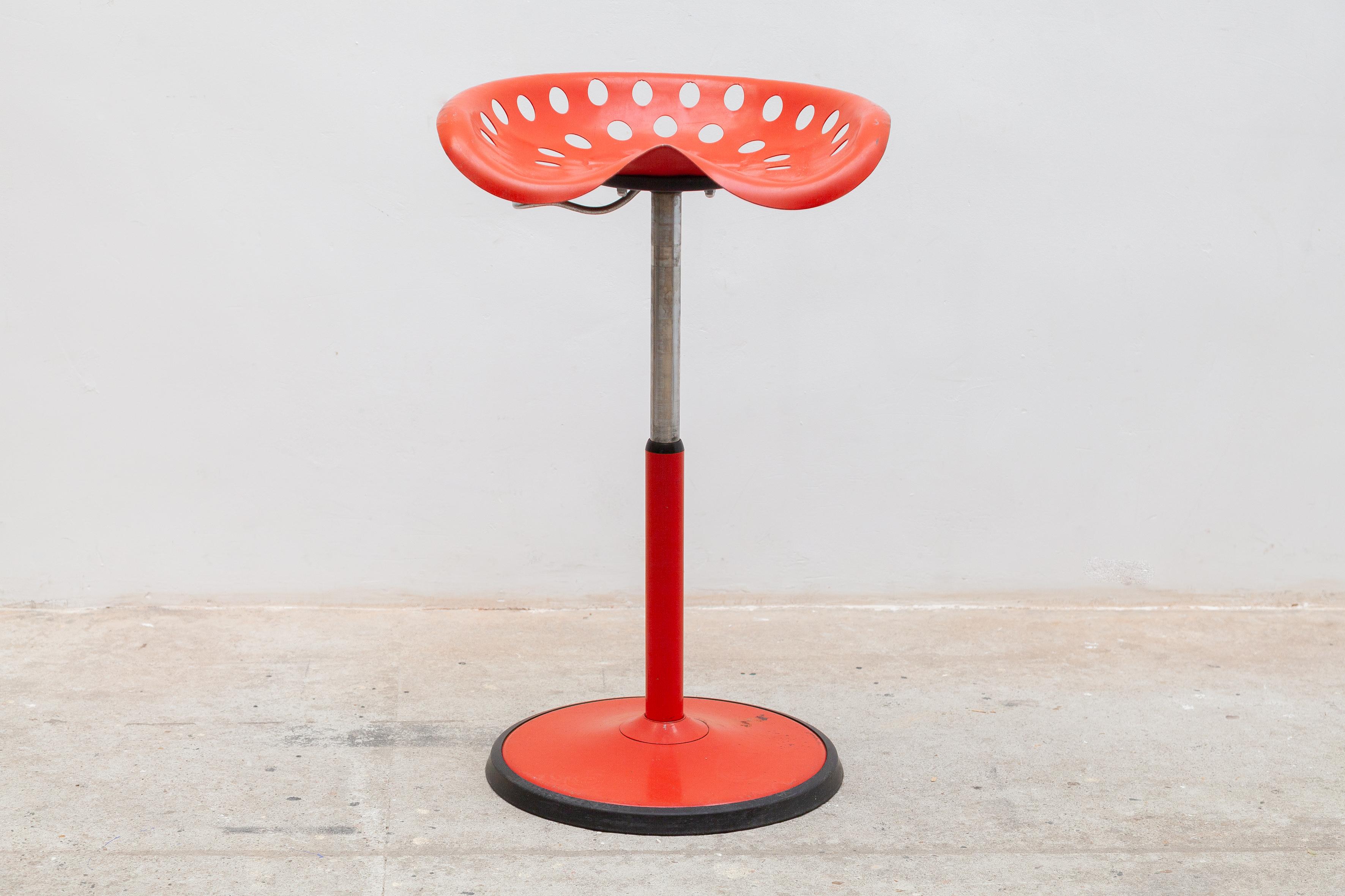 Red Tractor Seat Stool Designed by Etienne Fermigier for Mirima, France In Good Condition In Antwerp, BE