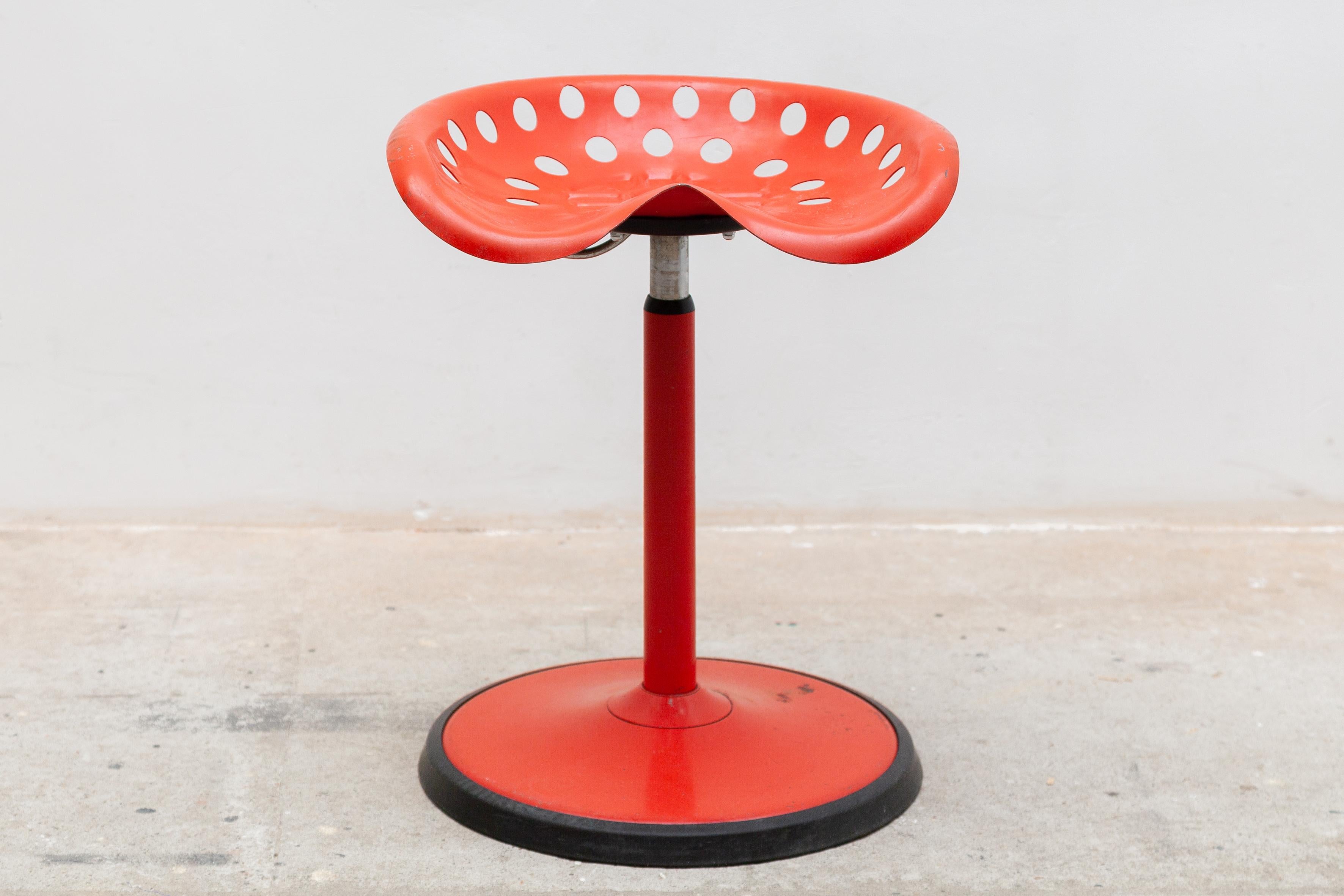 Late 20th Century Red Tractor Seat Stool Designed by Etienne Fermigier for Mirima, France