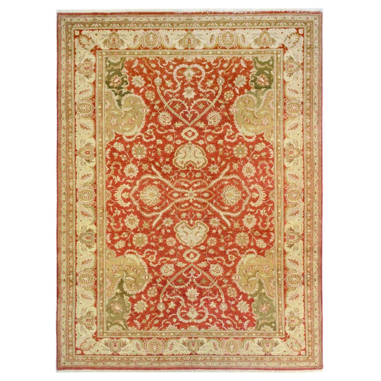 Red Traditional Style Indian Wool Area Rug For Sale at 1stDibs