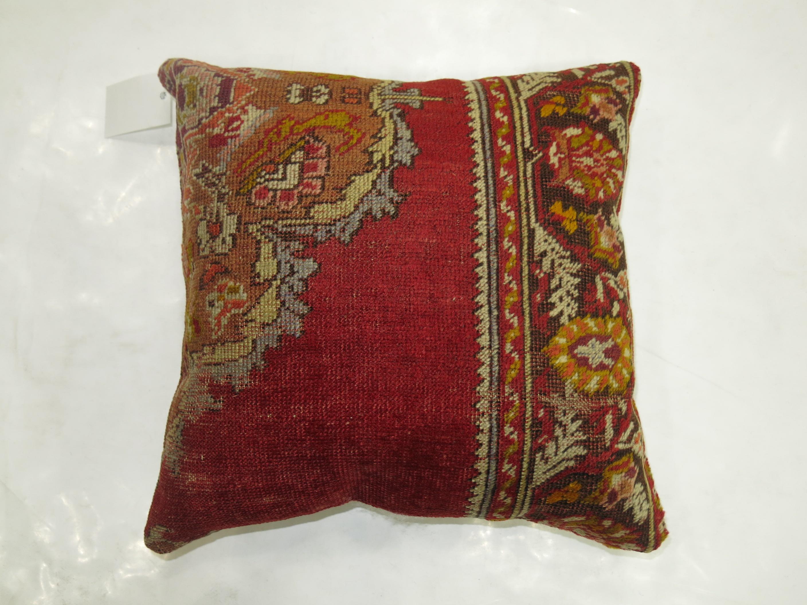 Agra Red Traditional Turkish Rug Pillow