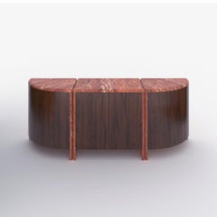 Red Travertine And Walnut Lily Credenza by Fred and Juul