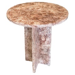 Roter Travertin Couchtisch - Roter Marmor Beistelltisch - Marmor Endtisch