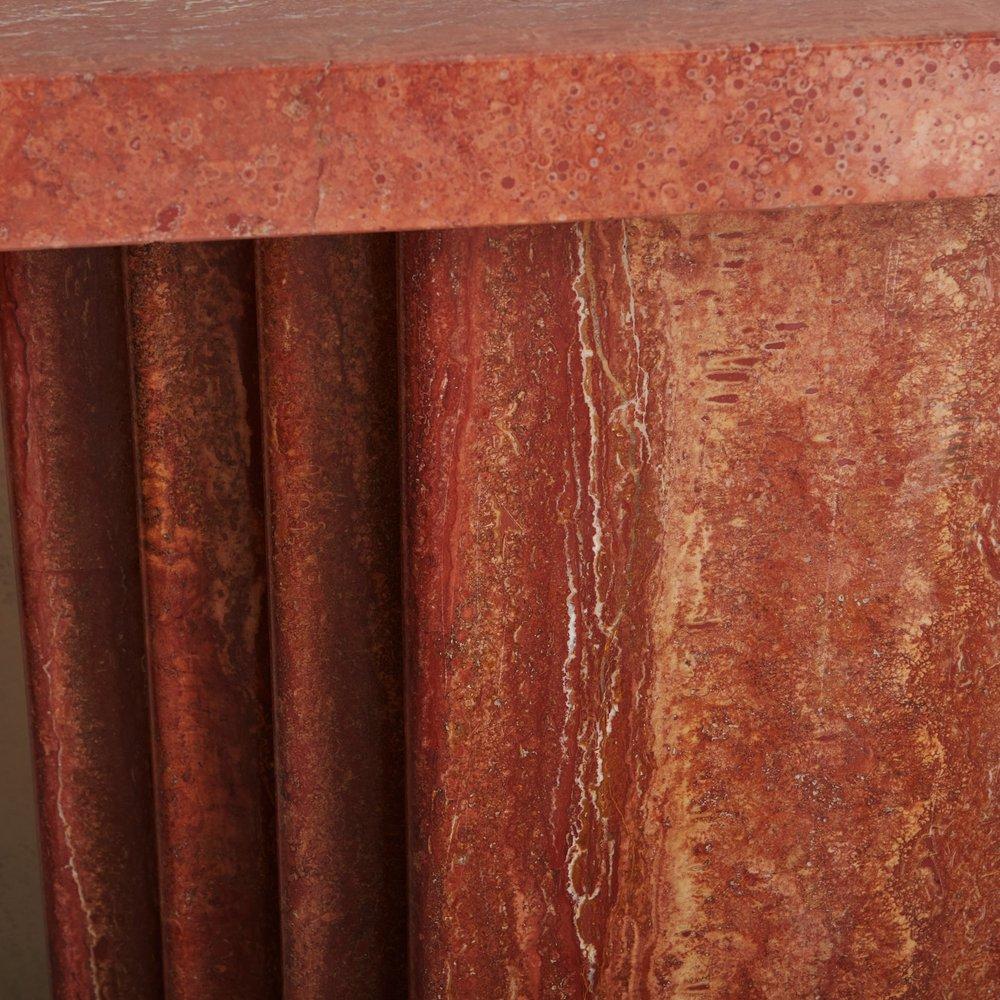 Red Travertine Console Table, Italy 20th Century 13