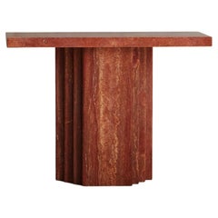 Red Travertine Console Table, Italy 20th Century
