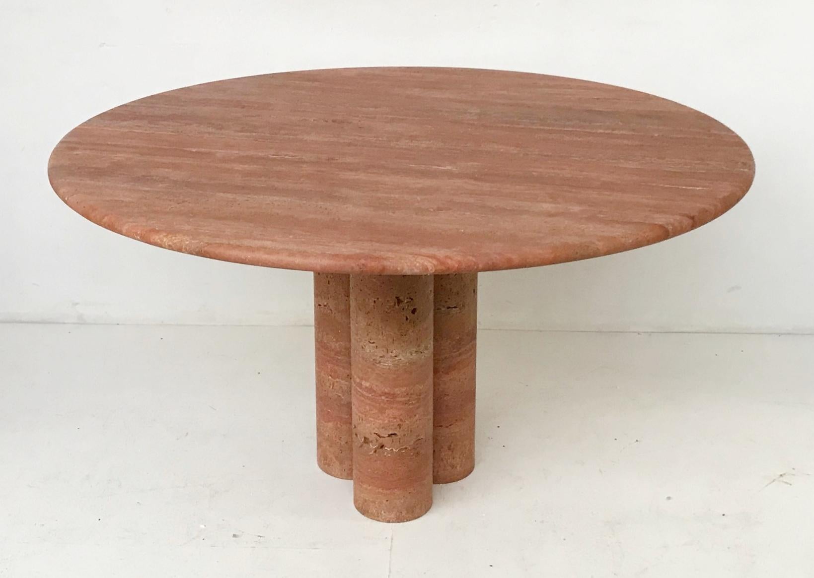 Mid-Century Modern Red Travertine Dining Table by Mario Bellini