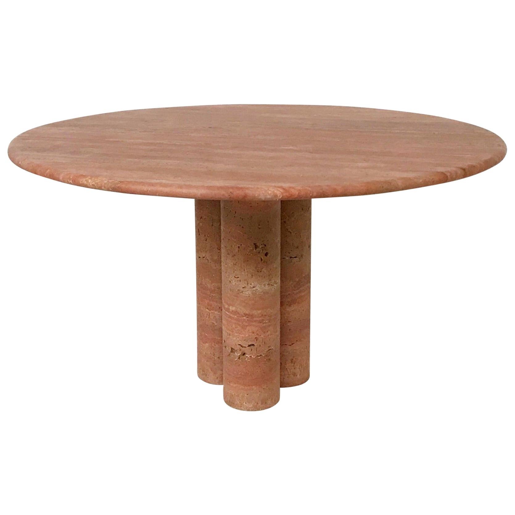 Red Travertine Dining Table by Mario Bellini
