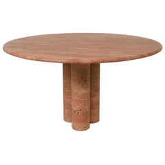 Red Travertine Dining Table by Mario Bellini