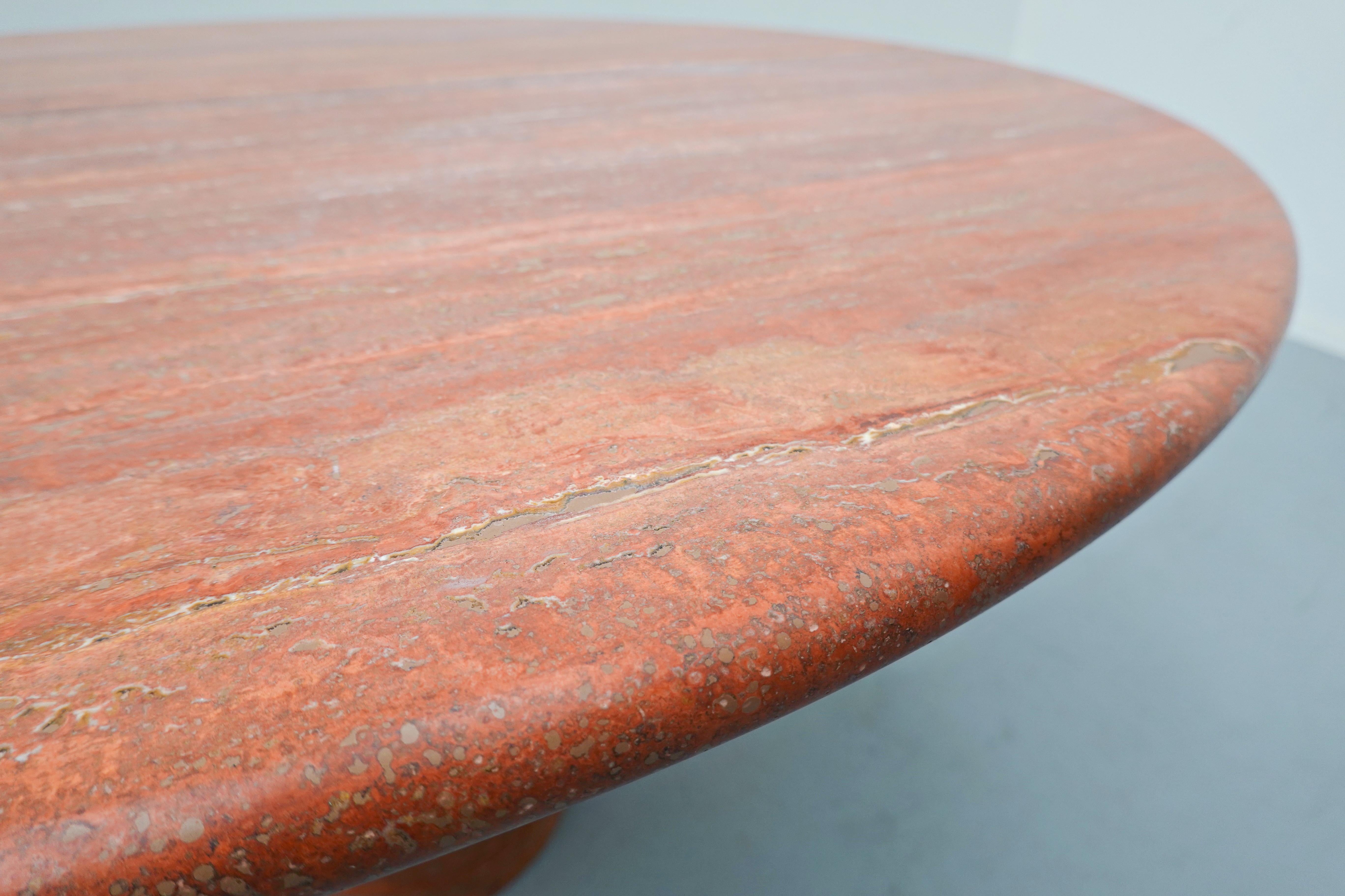Italian Red Travertine Dining Table in Style of Angelo Mangiarotti, 1970s 10