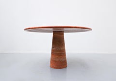 Italian Red Travertine Dining Table in Style of Angelo Mangiarotti, 1970s