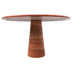 Italian Red Travertine Dining Table in Style of Angelo Mangiarotti, 1970s