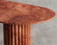 Red Travertine Dining Table With Fluted Base - Custom Stone Table