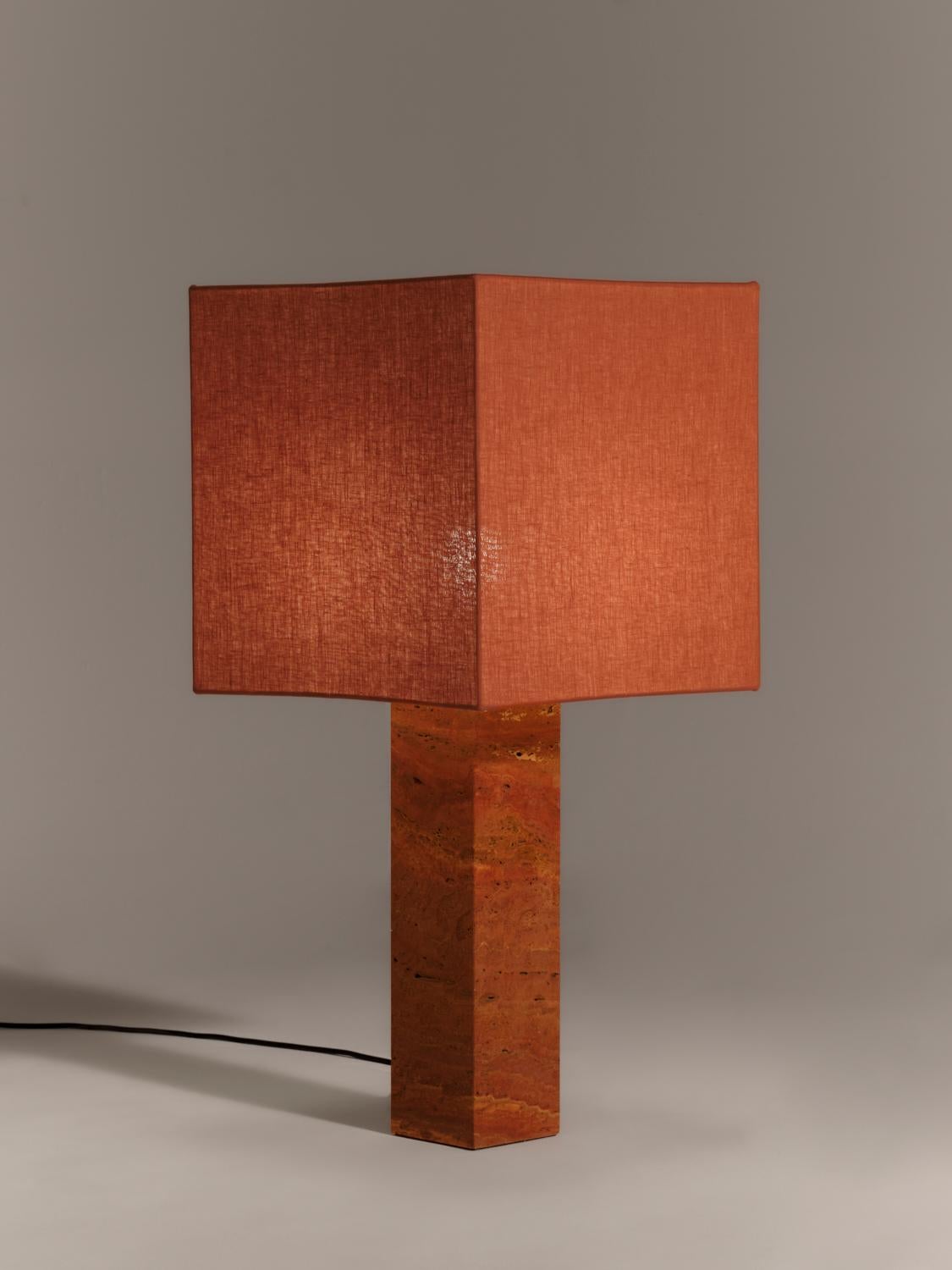 Post-Modern Red Travertine Large Roma 1 Square Table Lamp by NASSI For Sale