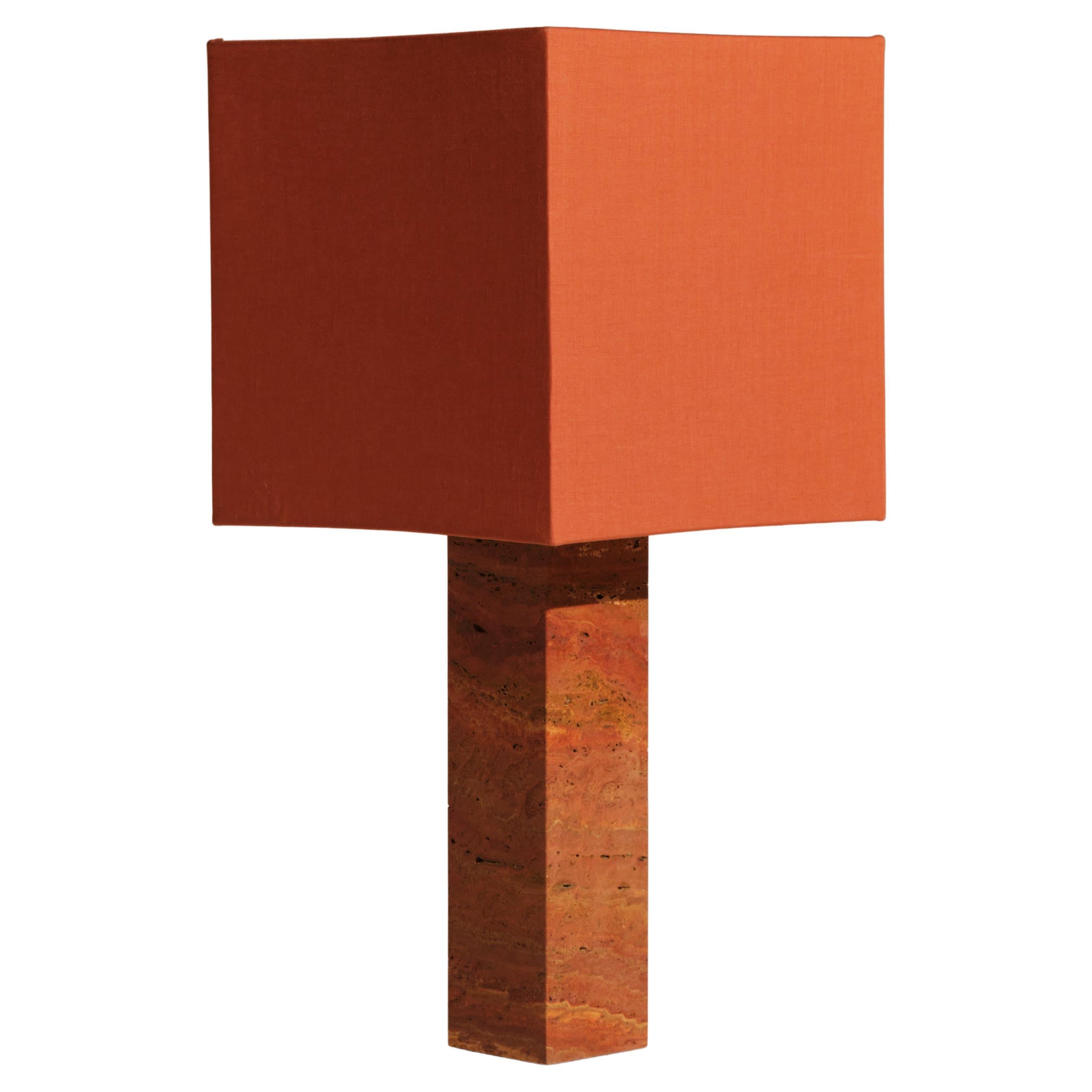 Red Travertine Large Roma 1 Square Table Lamp by NASSI