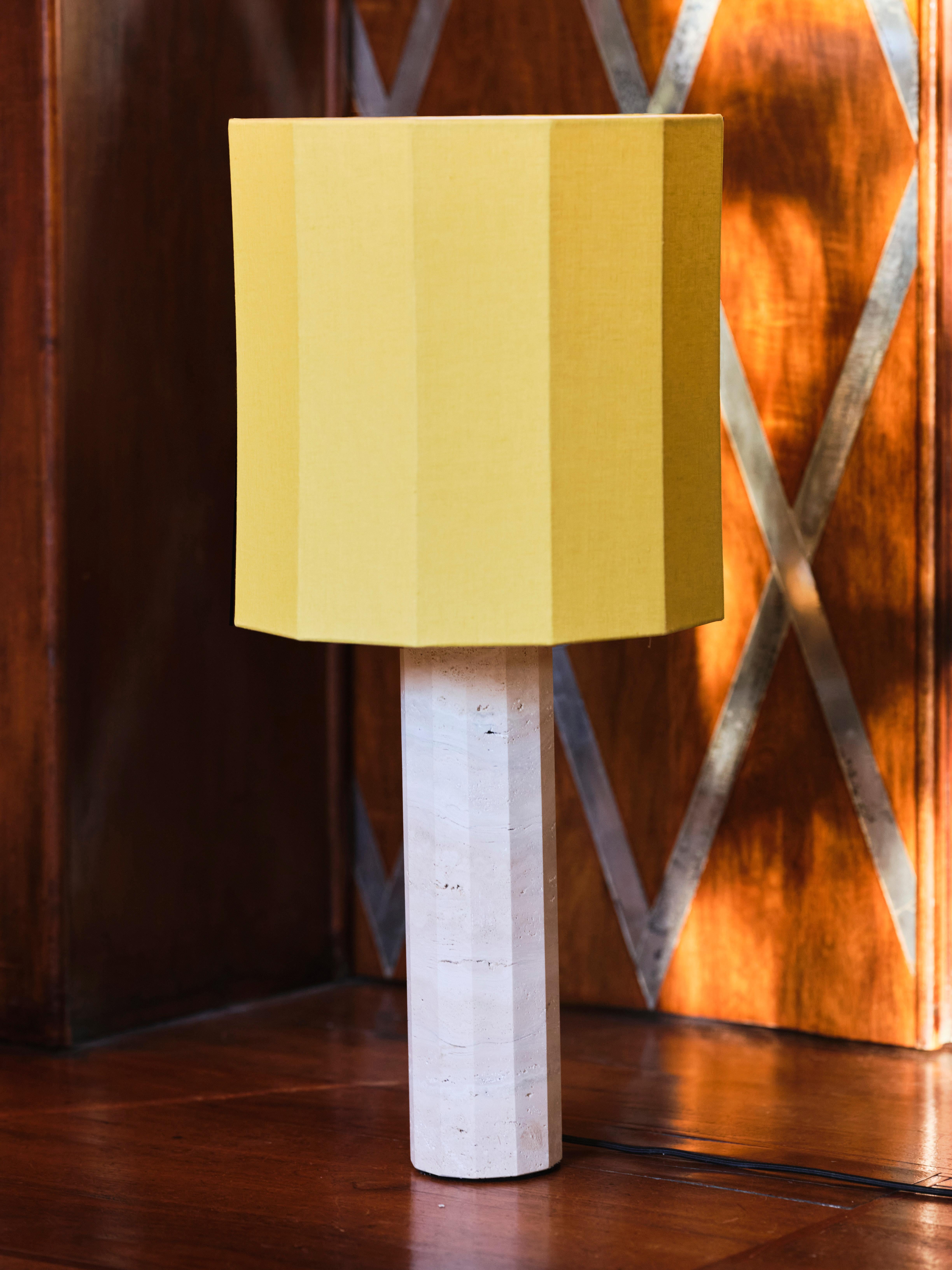 Red Travertine Large Roma II Dodecagon Table Lamp by NASSI In New Condition For Sale In Geneve, CH