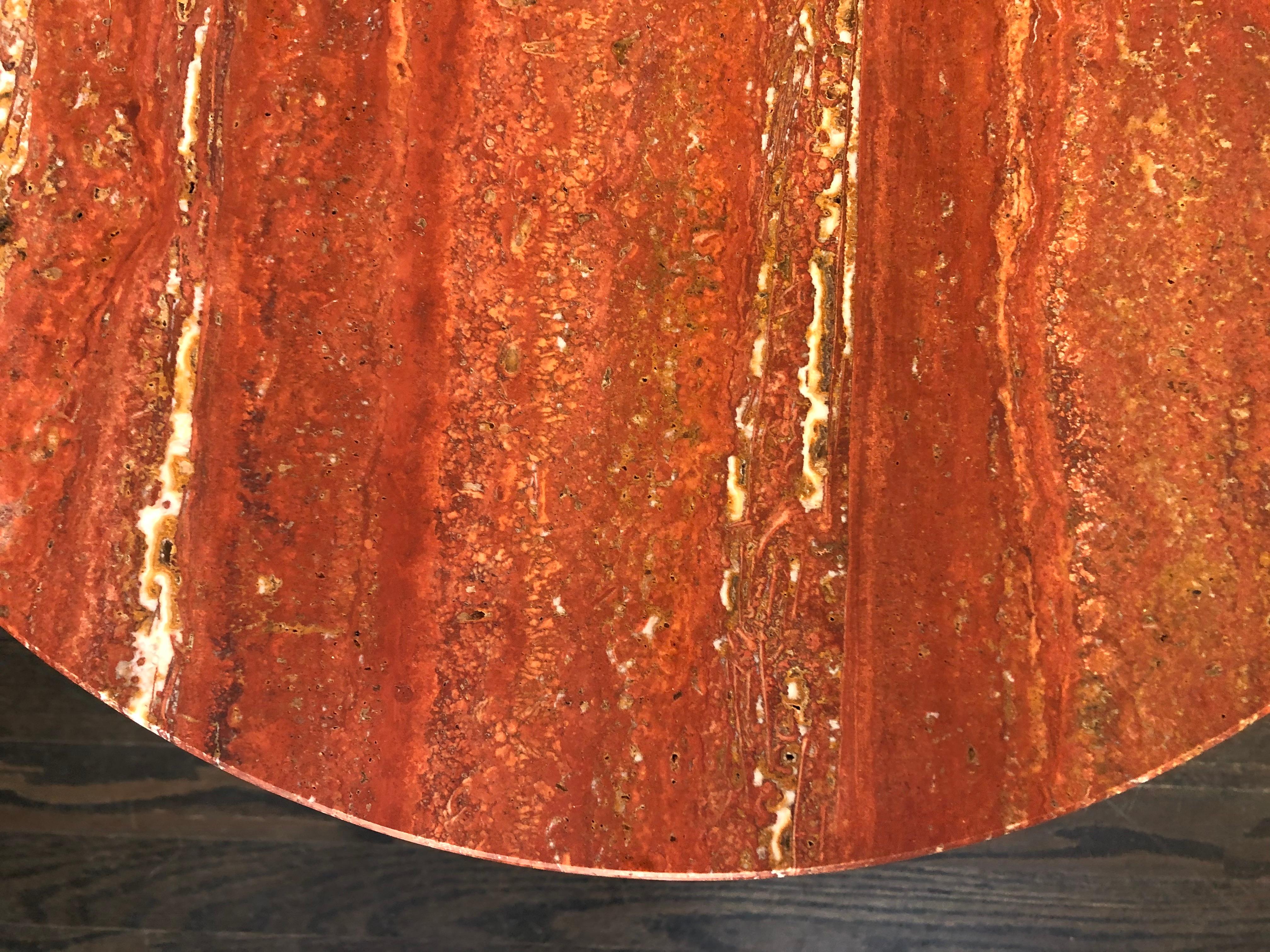 red marble side table
