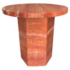 Red Travertine Marble Side Table by Le Lampade