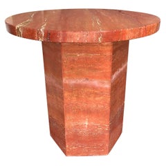 Red Travertine Marble Side Table by Le Lampade
