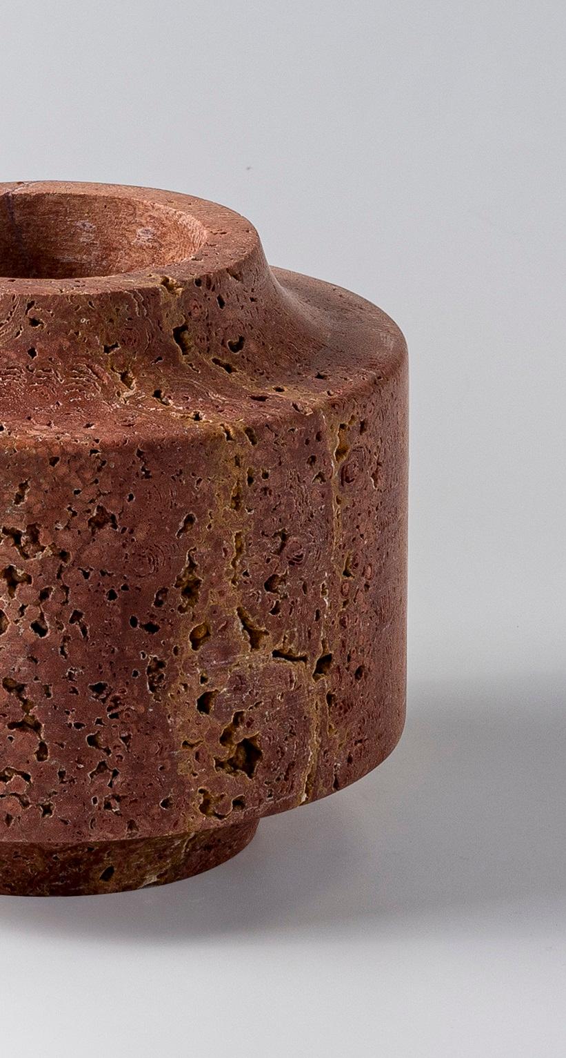 Post-Modern Red Travertine Pot by Etamorph For Sale