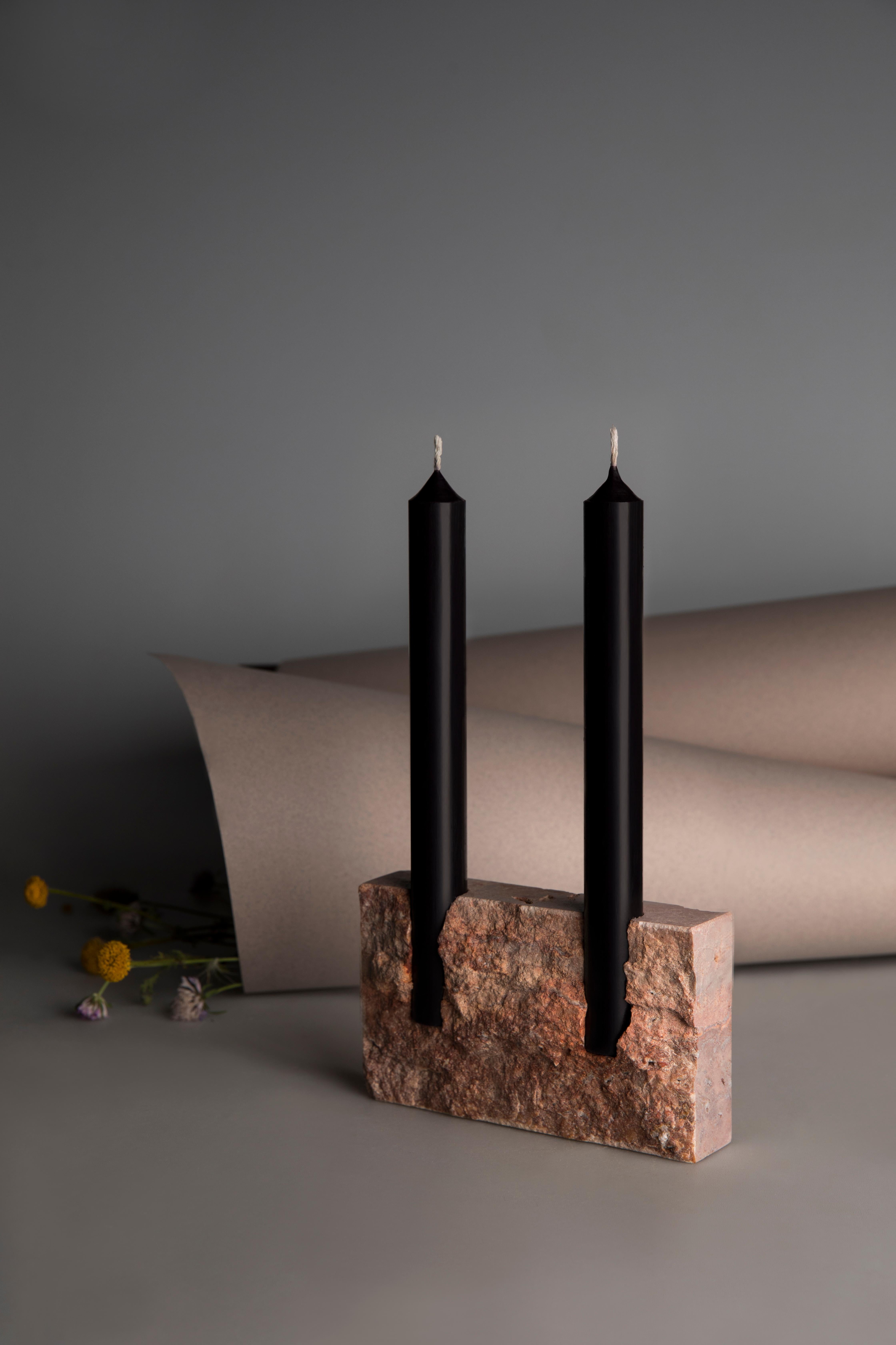 Red Travertine Sculpted Candleholder by Sanna Völker 9