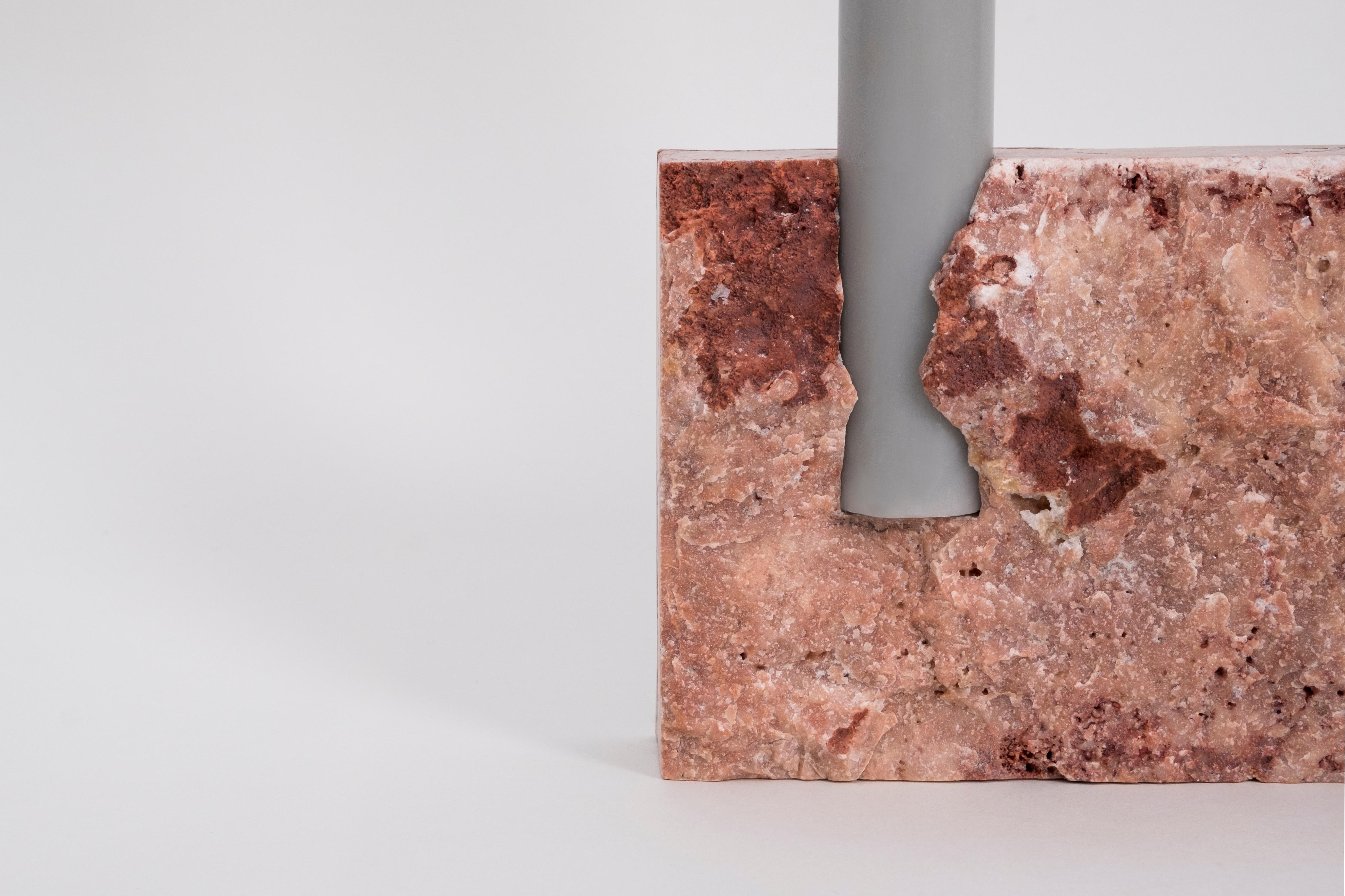 Spanish Red Travertine Sculpted Candleholder by Sanna Völker