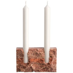 Red Travertine Sculpted Candleholder by Sanna Völker