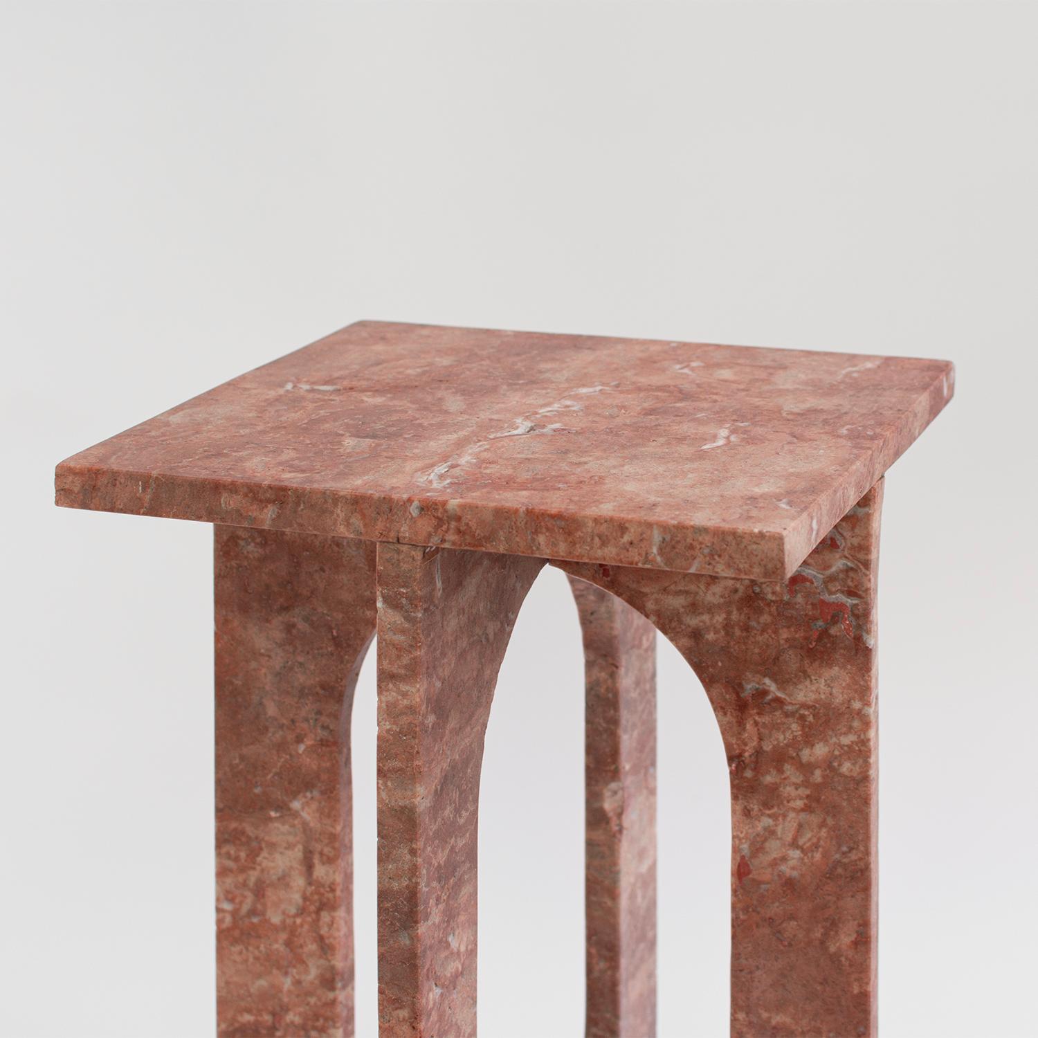 Contemporary Red Travertine Side Table 'BOND