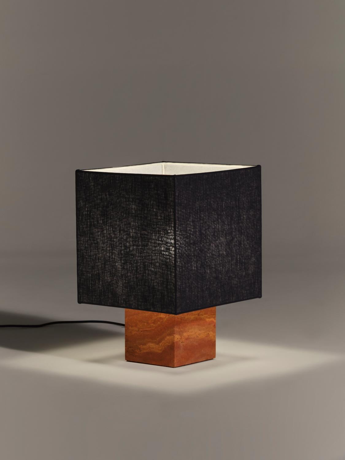 Post-Modern Red Travertine Small Roma 1 Square Table Lamp by NASSI For Sale