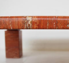 Red Travertine Square Coffee Table