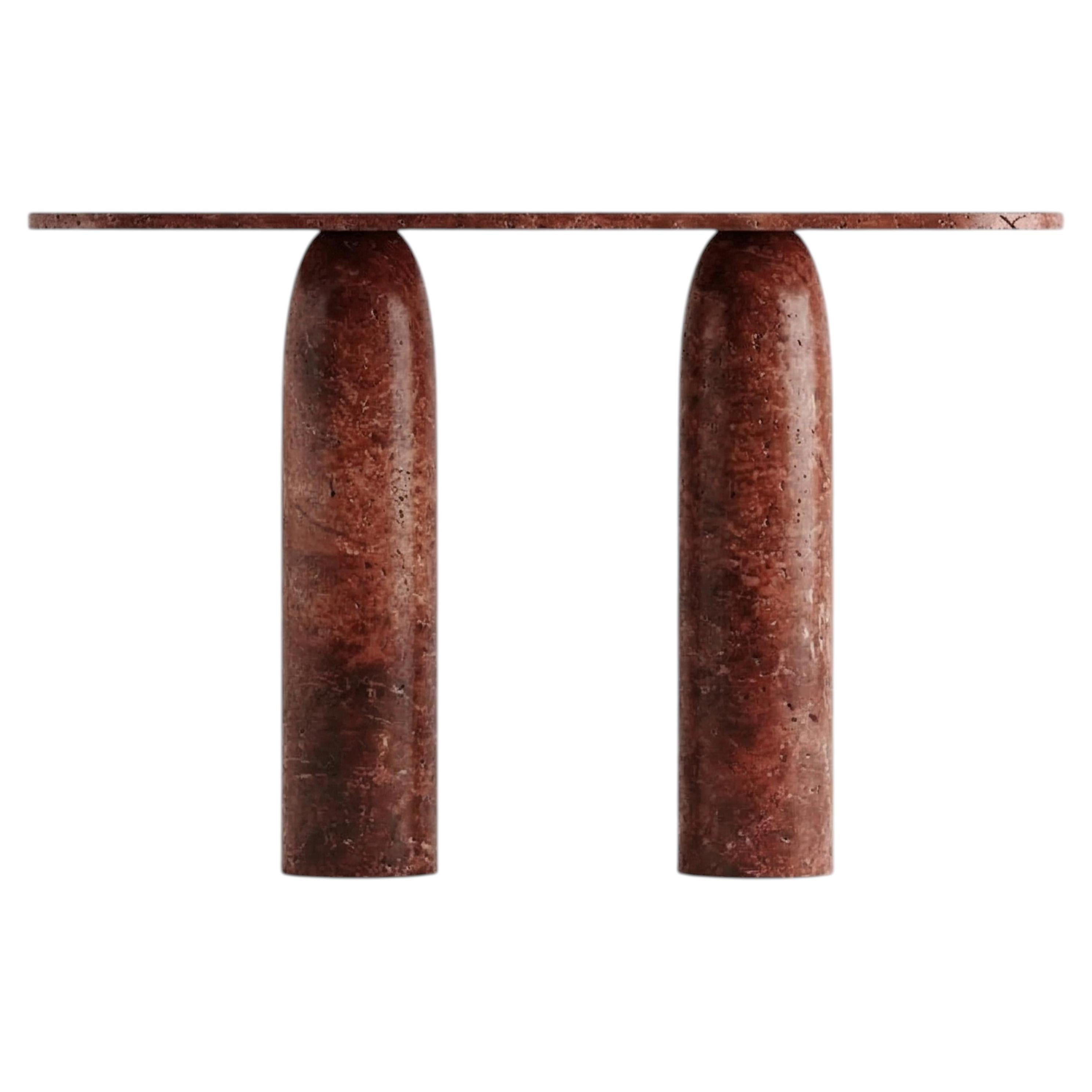 Red Travertine Stone Honed Console Table - Custom Entryway Table