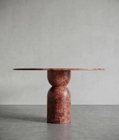 Red Travertine Stone Round Dining Table - Custom Marble Circle Table