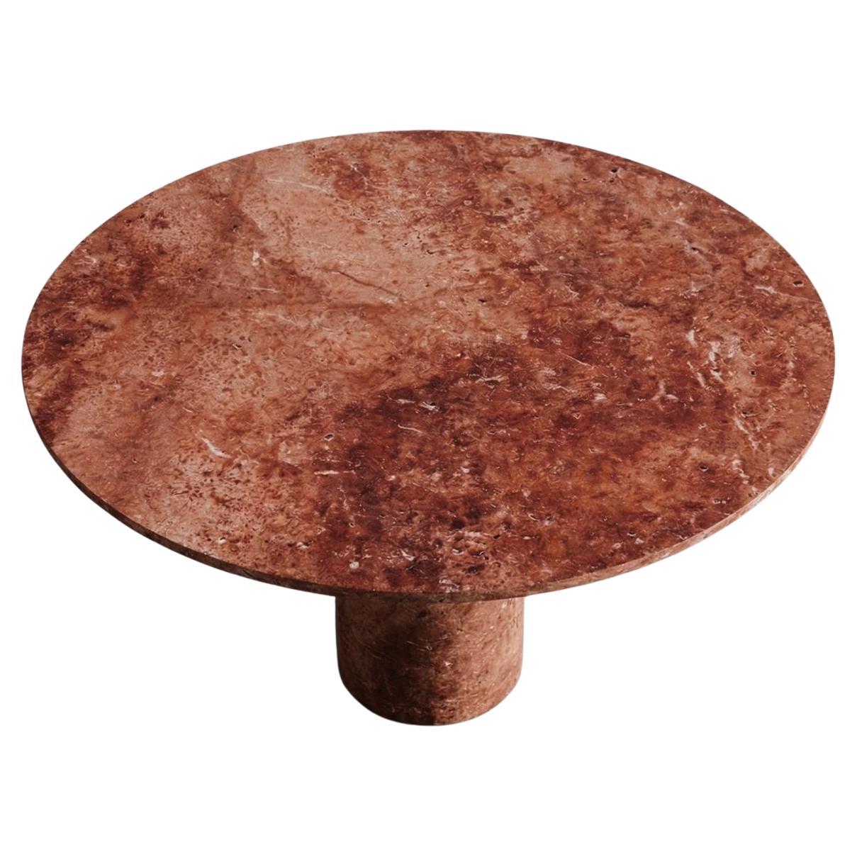 Red Travertine Stone Round Dining Table - Custom Marble Circle Table For Sale