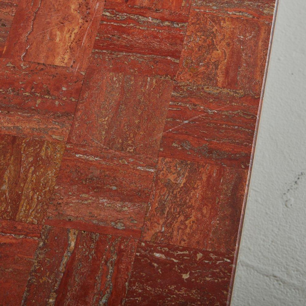 Red Travertine Tessellated Coffee Table, Italy 20th Century 2