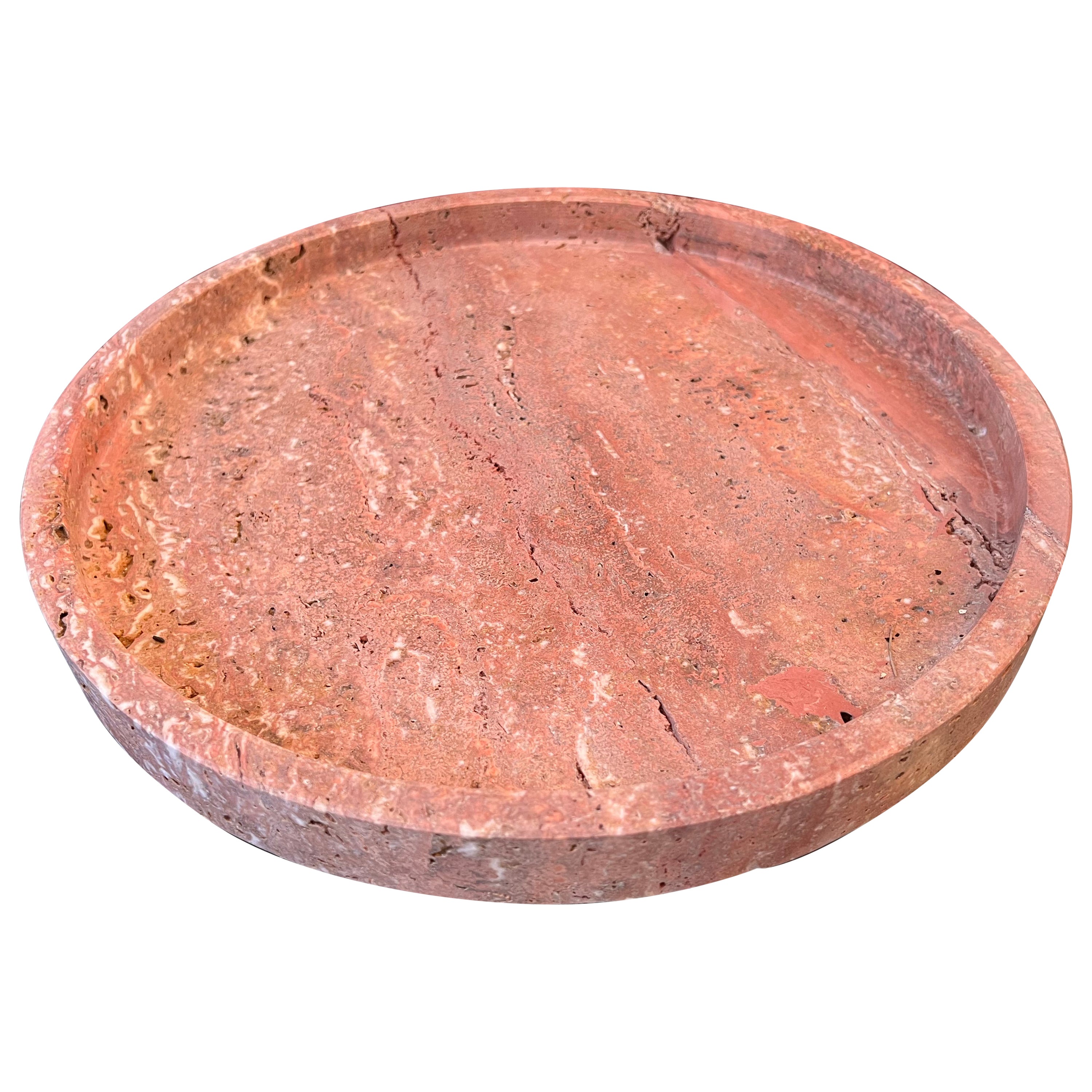Red Travertine Tray by Le Lampade