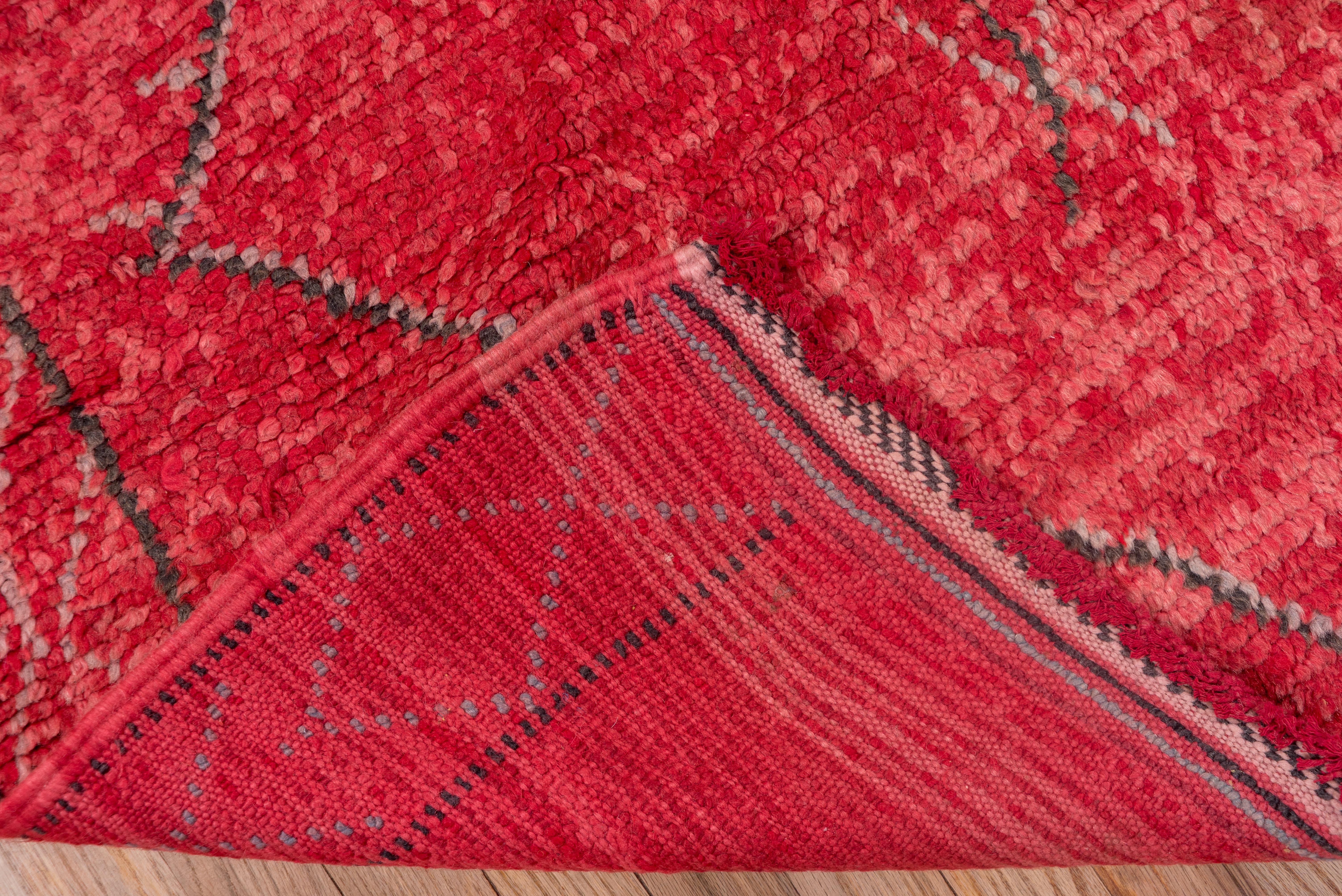 Hand-Knotted Red Tribal Moroccan in Wool For Sale