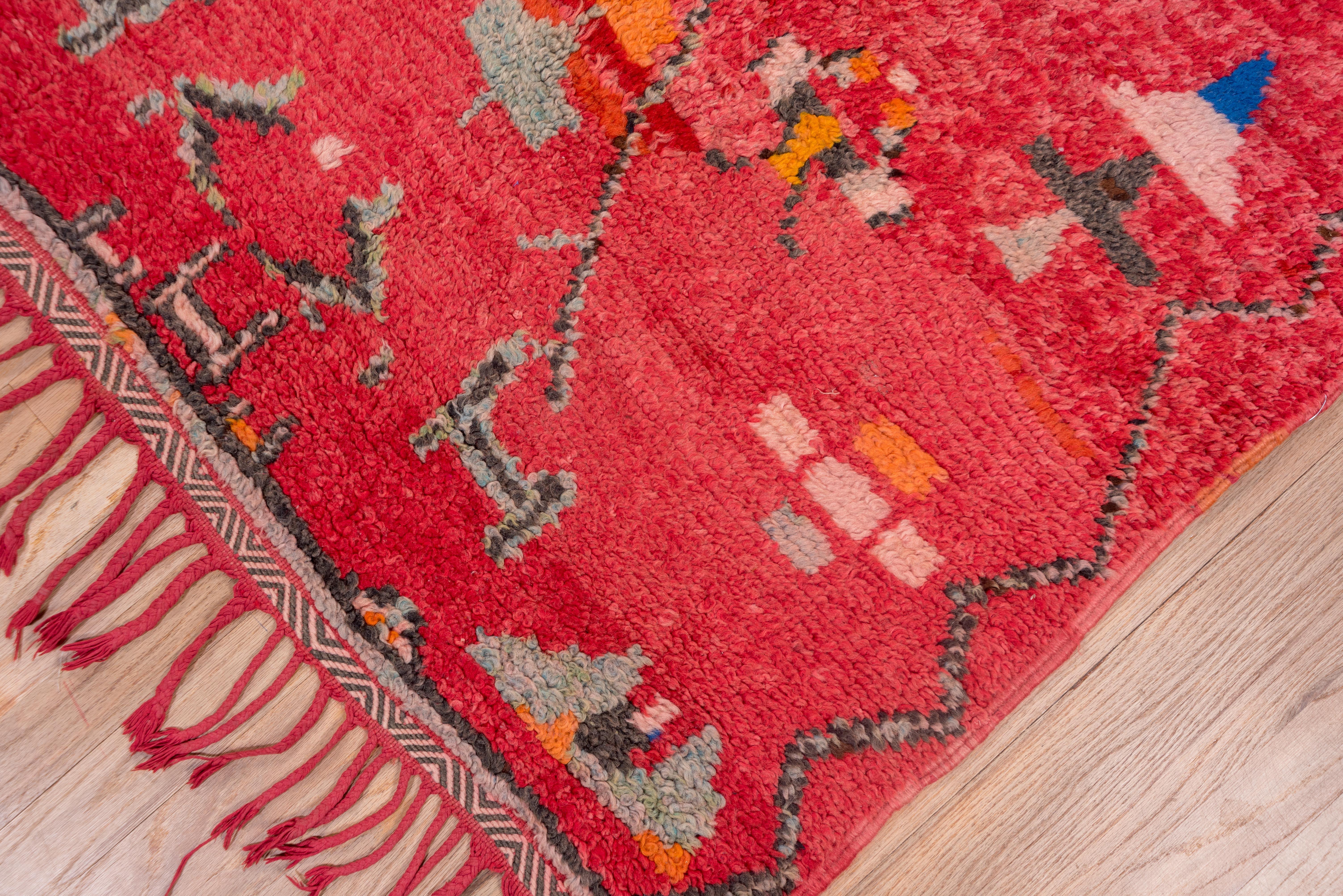 Red Tribal Moroccan in Wool In Fair Condition For Sale In New York, NY