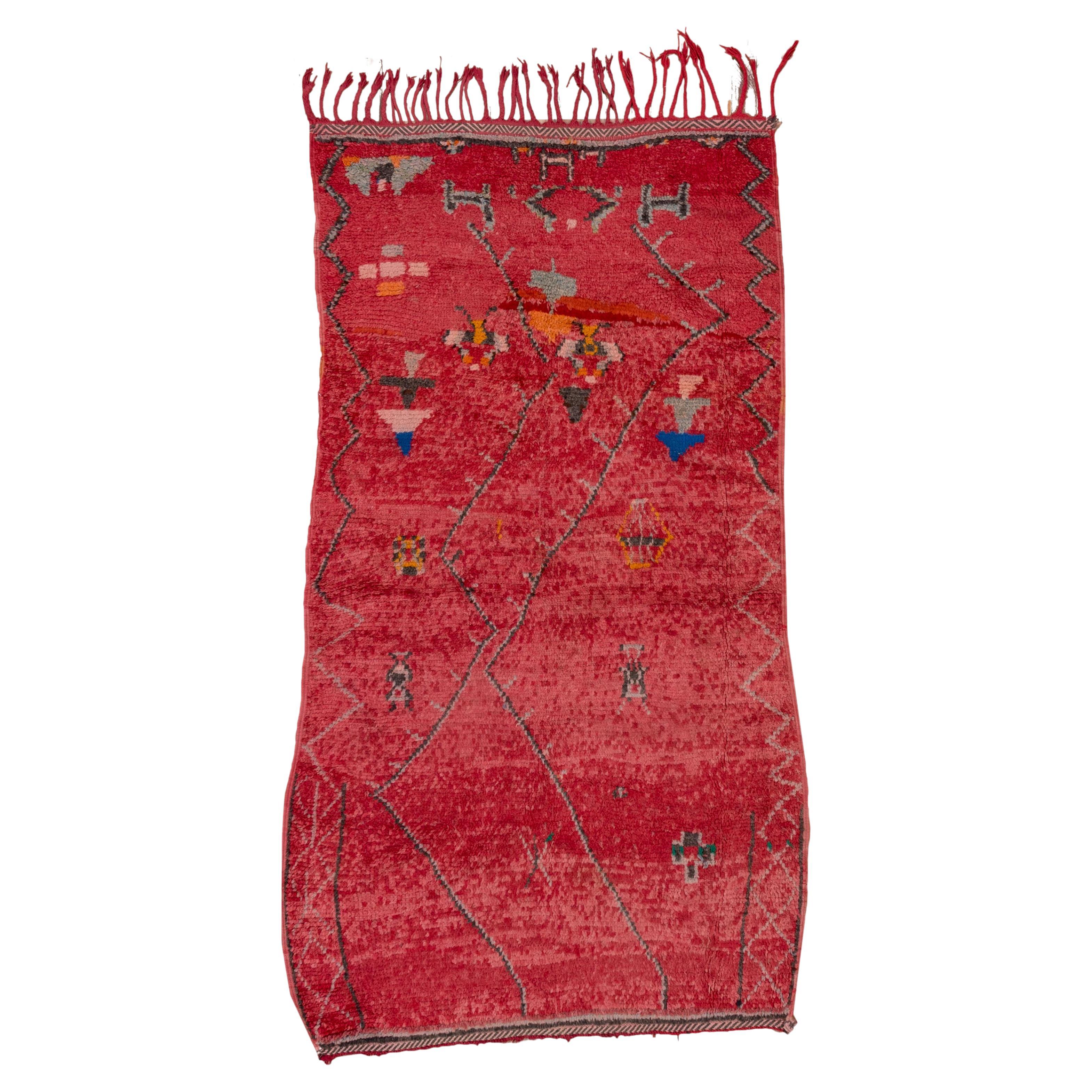 Red Tribal Moroccan in Wool For Sale