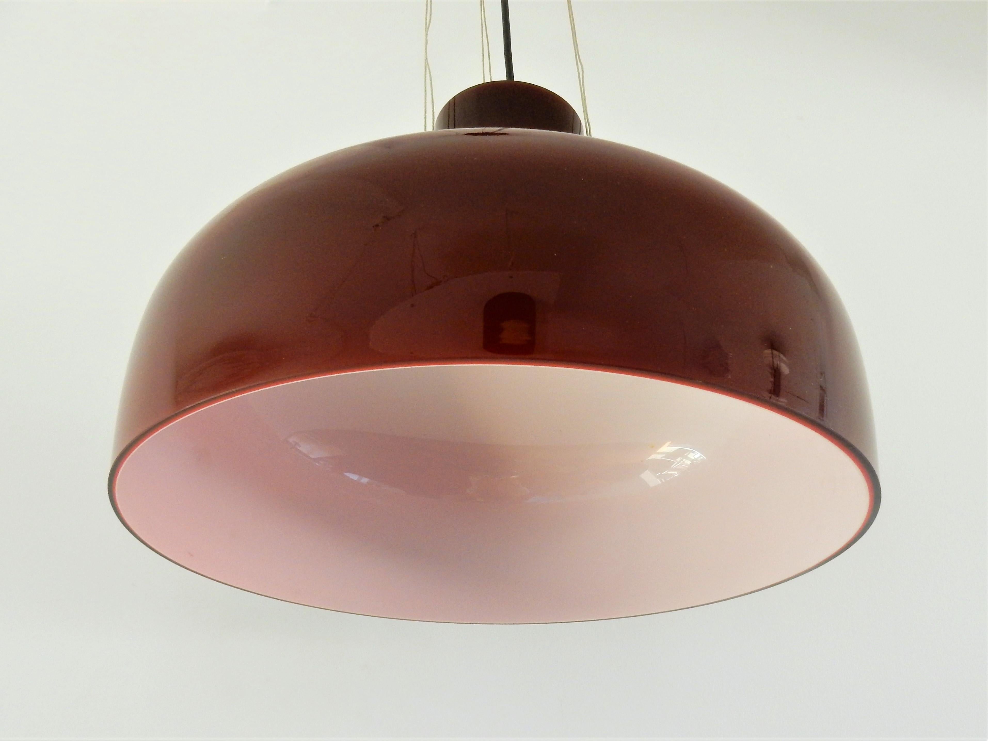 European Red Triple Layered Brown/Red Glass Pendant Light, Europe, 1960s