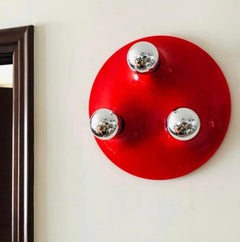 Red Triteti Flush Fixture, Ceiling or Wall, Vico Magistretti, Artemide, 1967